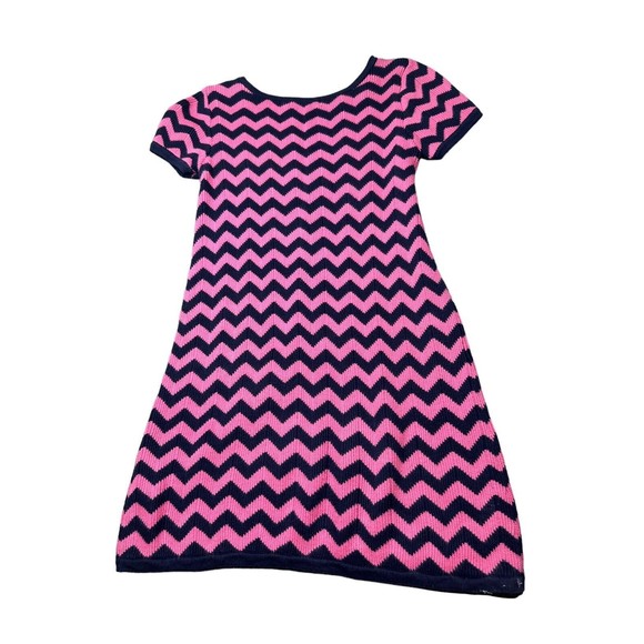 Lilly Pulitzer Little Santana Chevron Sweater Dress Pink & Navy Blue Large 8-10 - Picture 2 of 8